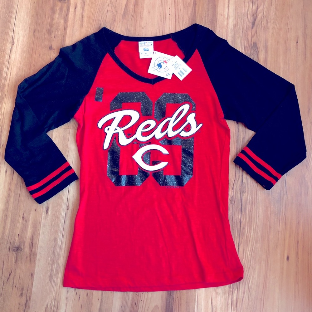 NEW Cincinnati Reds Baseball Shirt 3/4 Sleev Women